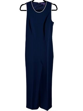 Ralph Lauren Purple Label Italy Navy Straight Leg Jumpsuit Size 8